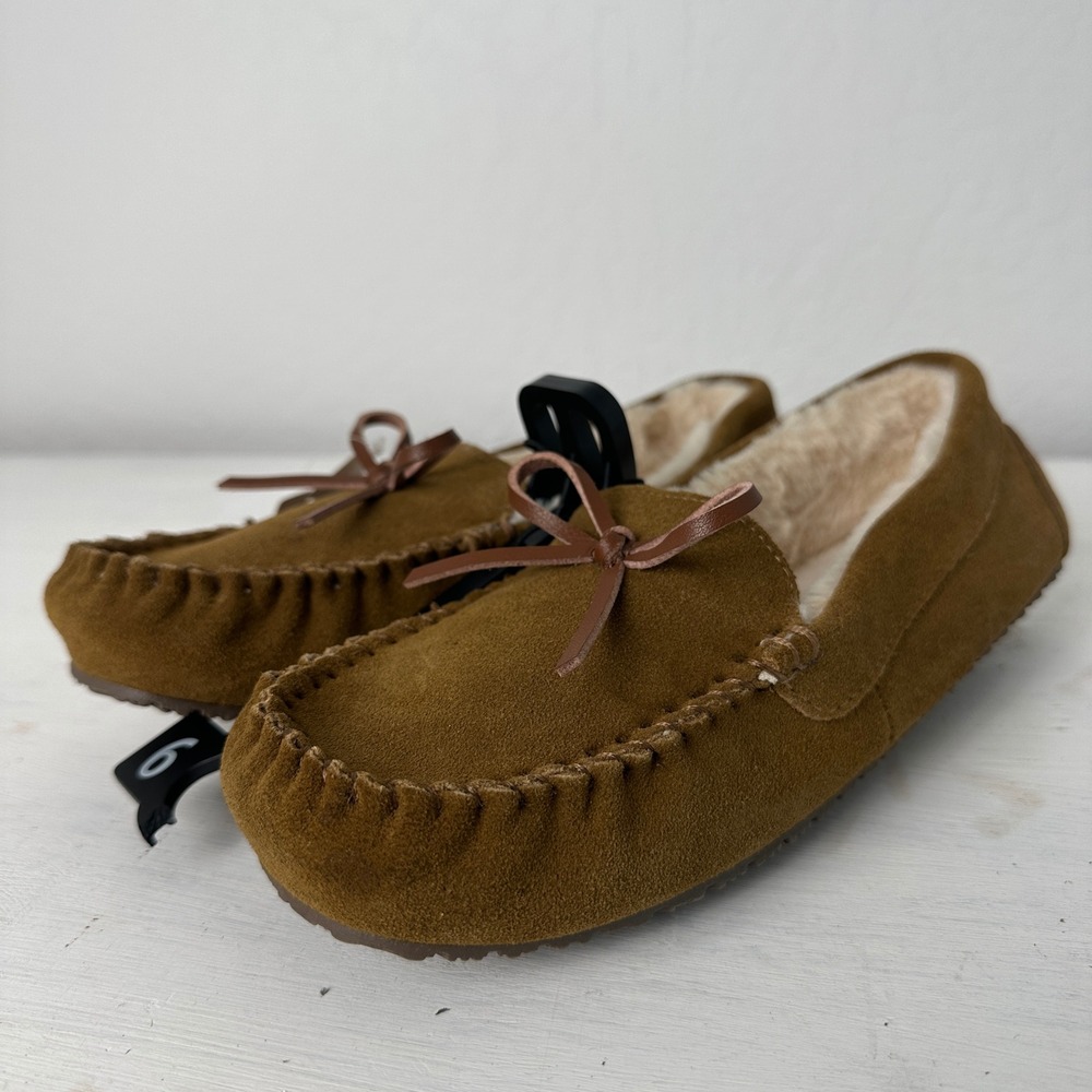 Secret Treasures Slippers Womens 9 Moccasin Brown Suede WMST41CJ810L NEW